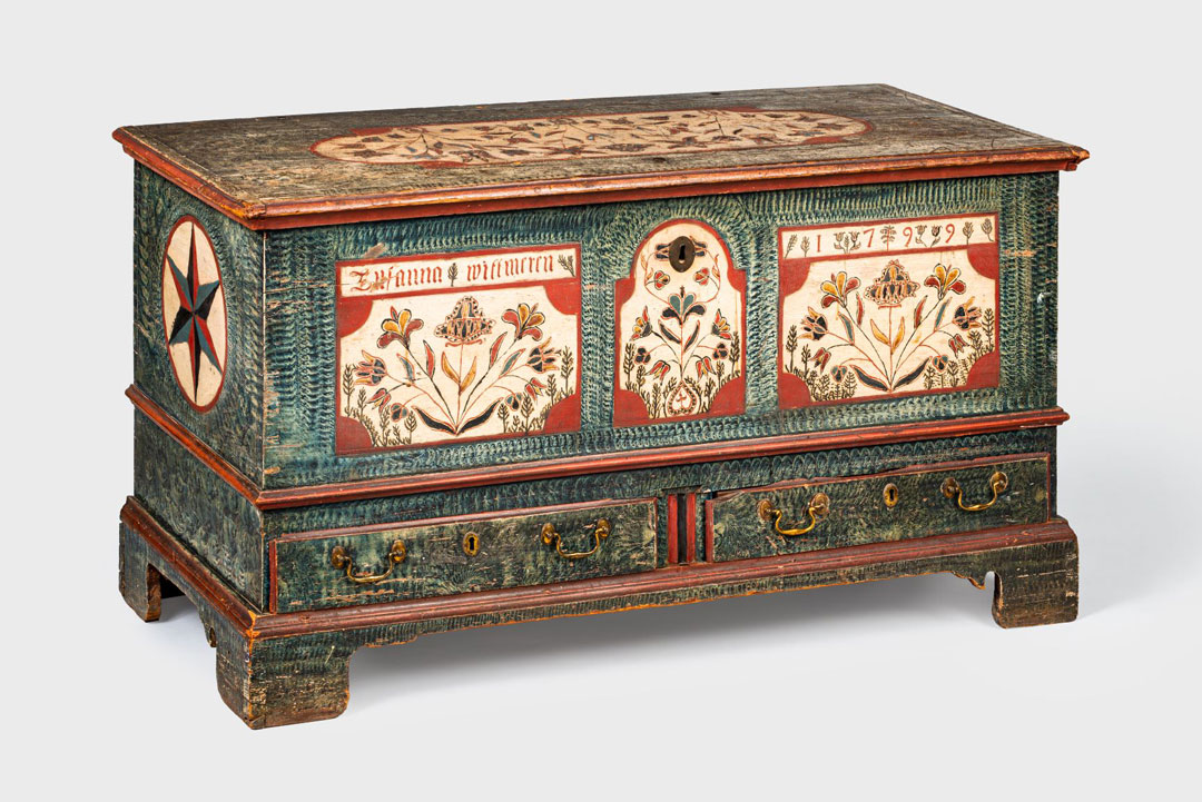 Painted chest made for Susanna Wittmer, New Hanover area,
Montgomery County, 1799. Anonymous donation,
2020.016.0003