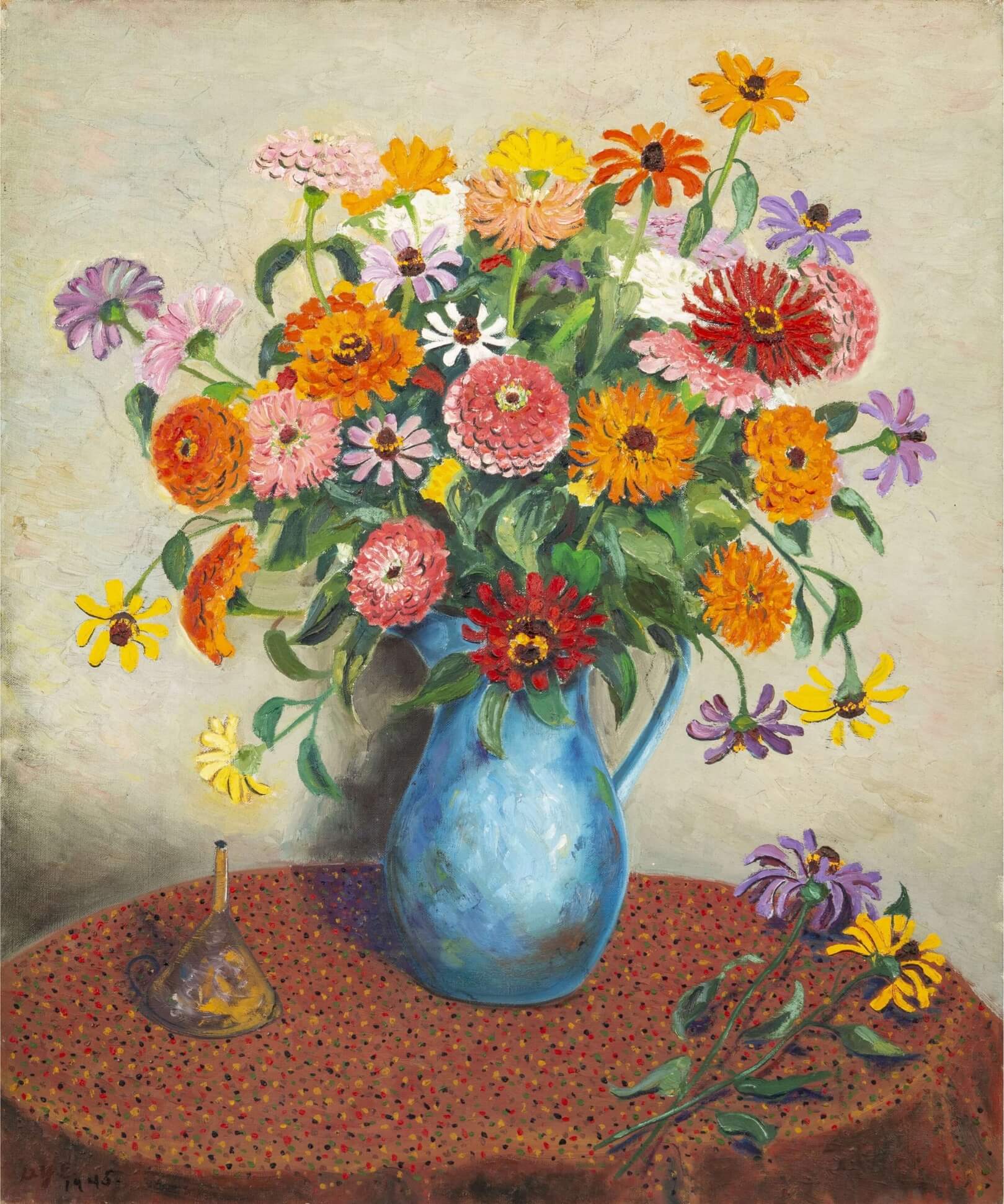 David Ellinger (1913-2003), <em>Flowers I Grew</em>, 1945. Oil on canvas, 30 x 25 inches

Collection of Dr. David Bronstein, photo by Michael E. Myers